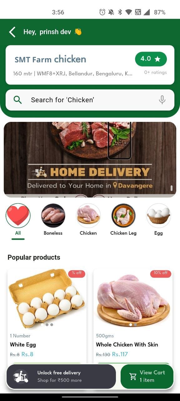 Chop Drop mobile application screen